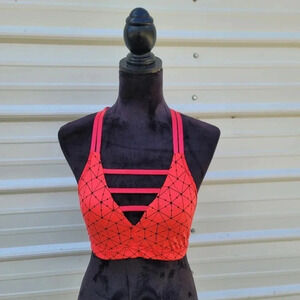 Victoria’s Secret VSX Sport Orange Black Racerback Sport Bra Strappy sz S